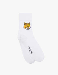 Maison Kitsune: Fox Head Socks - White