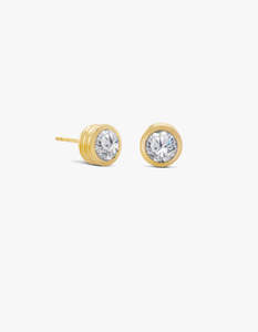 Monarc Jewellery: Strata Solitaire Earrings - Gold Vermeil / White Topaz