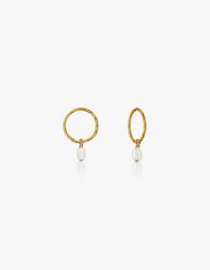 Mini Pearl Hoops - Gold