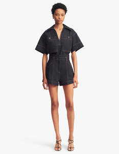 Shona Joy: Rita High Waisted Flared Short - Deep Indigo