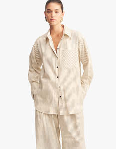 Shona Joy: Hudson Shirt - Blanc Pinstripe