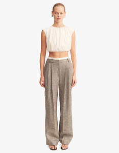 Shona Joy: Elliot Double Waist Band Pant - Concrete