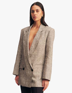 Elliot Double Breasted Blazer - Concrete