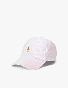 Seersucker Ball Cap - Carmel Pink Seersucker