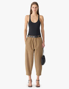 Bassike: Crushed Cotton Summer Pant - Dark Tan