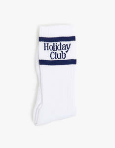 Drake Street: Mens Holiday Club Sock - White/Navy