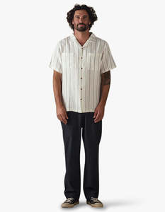 Mctavish: Linen Stripe Shirt - White Multi