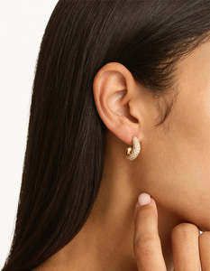 Crystal Wave Hoop - 18K Gold Vermeil