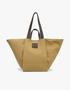Fallon Canvas Tote Bag - Khaki/Chocolate
