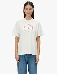 Karine Graphic Tee - White / Poppy Red