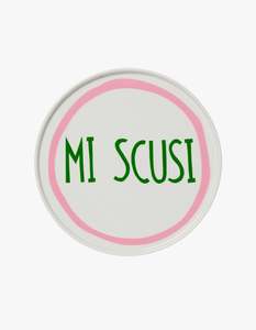 In The Roundhouse: Mi Scusi Plate - Pink/Green