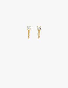 Womens: Zoe & Morgan x Superette Bianca Huggies - Gold Plated/White Zircon