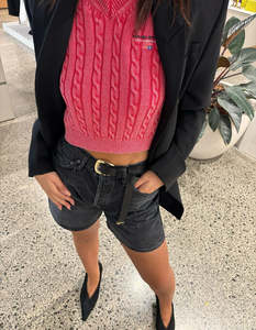 V Neck Vest With Wang Sport Embroidery - Washed Bombshell