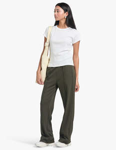 Bassike: Twill Pinstitch Detail Pant - Dark Plum