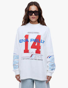 Ena Pelly: Team Pelly Long Sleeve Tee - Vintage White