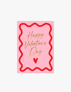 Wavy Valentines Day Card - Pink