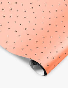 Love You Wrapping Paper - Orange Neon / Black