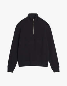 Varsity Half Zip Comfort Sweater - Black