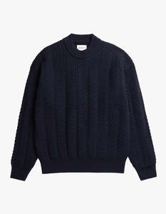 Mens: Hirtshals Bubble Rib Knit Crewneck - Dark Navy