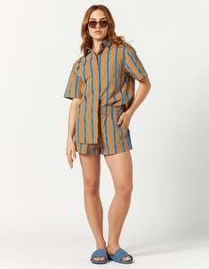 Brentwood Short - Brown/Blue Stripe