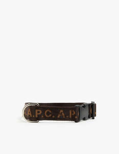 A P C: Toutou Logo Dog Collar - Brown