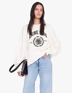 Anine Bing: Miles Sweatshirt Collegiate - Cream