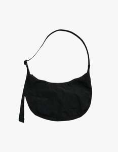 Medium Nylon Crescent Bag - Black