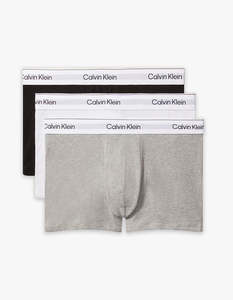 Icon Cotton Stretch 3 Pack Trunks - Black/White/Grey Heather