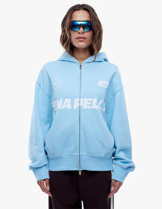 Ena Pelly: Multi Logo Zip Thru Hoodie - Cloud Blue