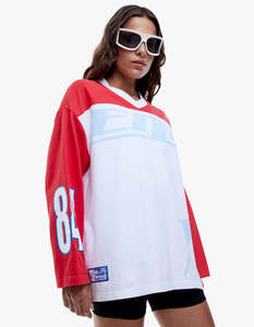 Ena Pelly: Pelly League Long Sleeve Tee - White Splice