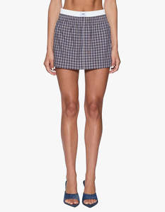 Boxer Mini Skirt - White Plaid