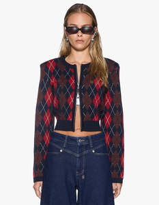 Ksubi: Fable Cardi - Red Argyle