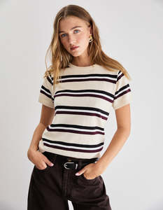 Capri Tee - Ivory Stripe