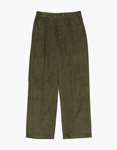 Mens: Mens Cord Pleat Front Pant - Moss