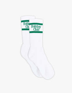 Sale: Holiday Club Sock - White/Green