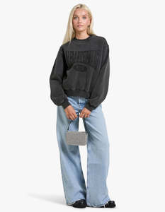 Graphic Crewneck Sweatshirt - Faded Black