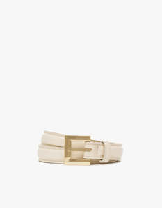Nicola Belt - Bone Crinkled Patent