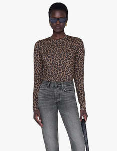 Anine Bing: Sylvie Long Sleeve Tee - Black And Brown Leopard