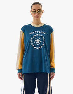 Araminta James: Speedway Long Sleeve Tee - Maritime Blue