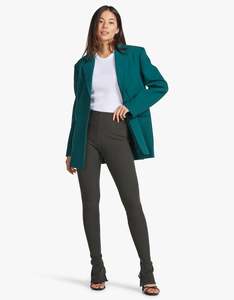 Bassike: Back Split Detail Rib Tight - Kelp