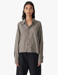 Mini Houndstooth Crop Shirt - Black/Natural Mini Houndstooth