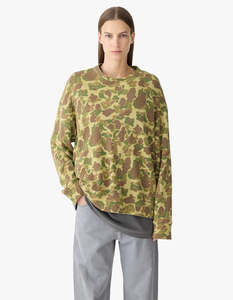 Bassike: Camo Slouch Crew Sweat - Camo