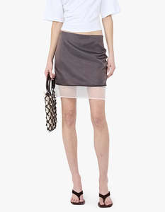 Bec And Bridge: Eloise Layered Skirt - Dark Chocolate/White