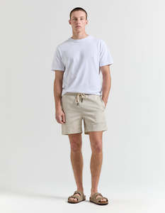 Drake Street: Santa Fe Weekend Hybrid Swim Short - Beige/Ivory