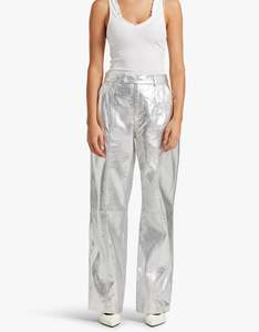 Ena Pelly: Danielle Leather Pant - Metallic Silver