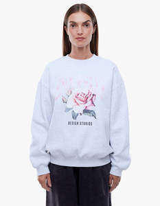 Ena Pelly: Ena Pelly Rose Sweatshirt - White Marle