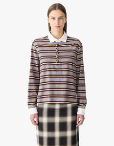 Vintage Stripe L/S Polo - Purple/Gold Stripe