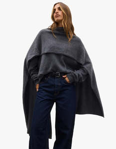 Soba Fine Merino Wool Scarf - Dark Heather Grey
