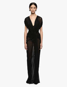 Leia Drape Maxi Dress - Black