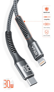 Super Fast Charging Cable with Reinforced Long Grip (X22) - 60W Type C to Type C 1M